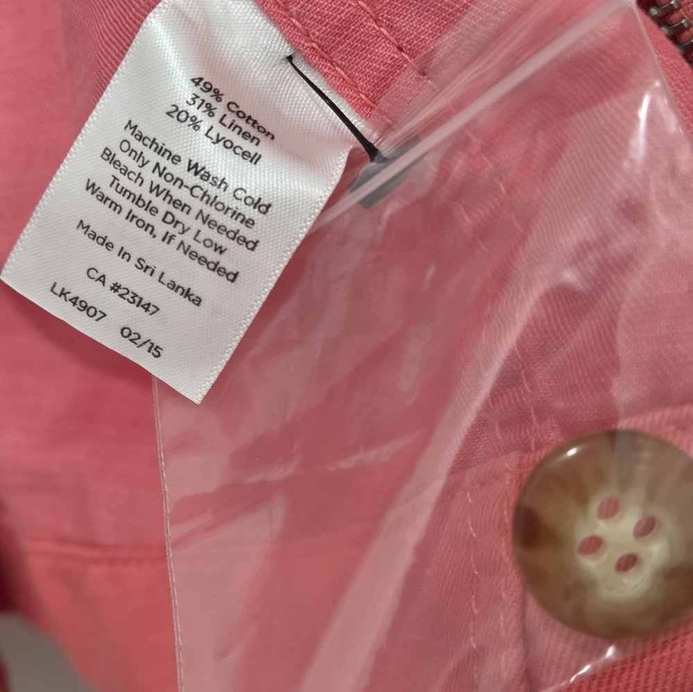 TALBOTS Linen Blend Utility Jacket in Washed Salmon Size Medium Womens Full Zip - Picture 15 of 16